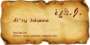 Őry Johanna névjegykártya